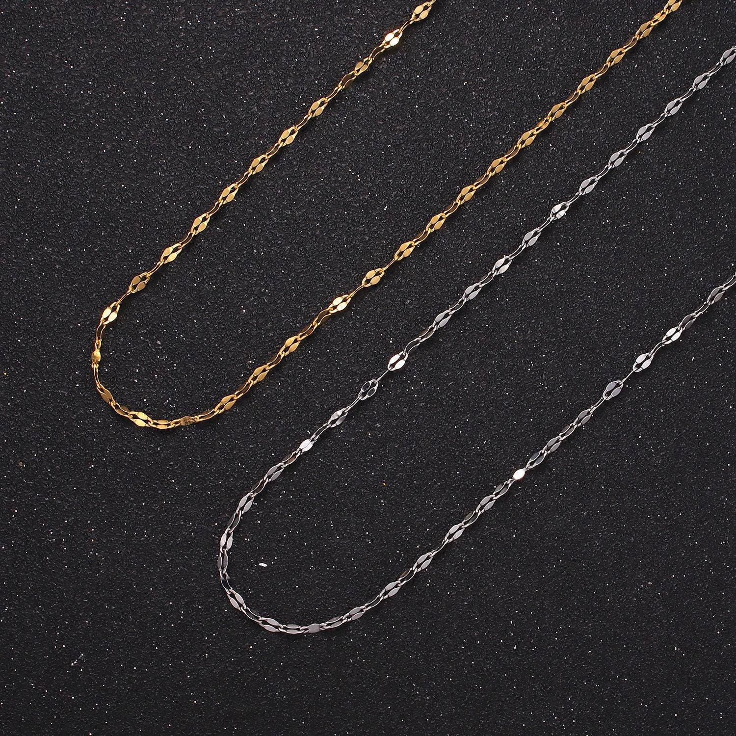 Waterproof and sweatproof minimalist necklace for woman 1.7 dapped cable chain gold stainless steel chain for layering necklace wa2478