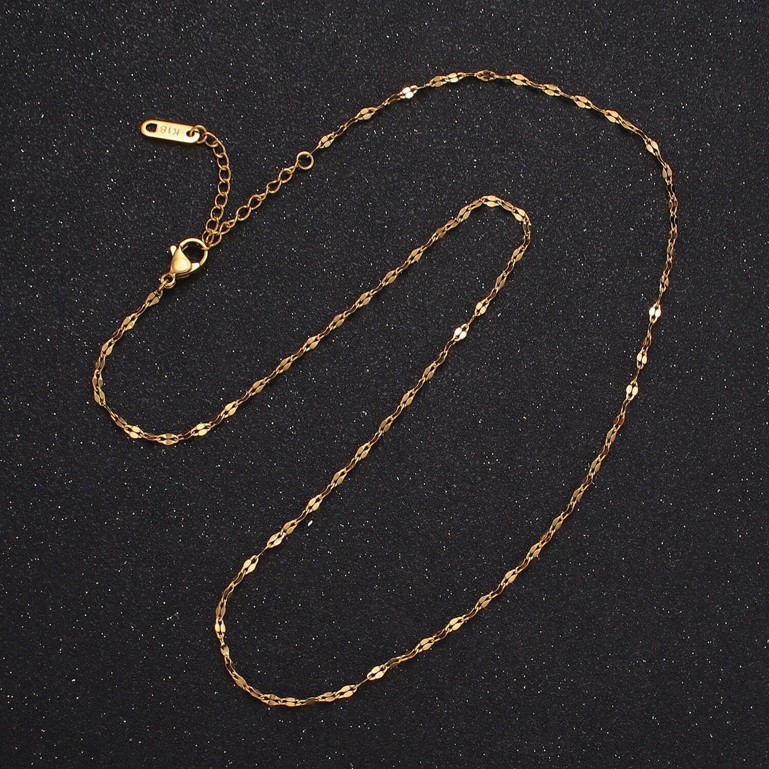 Waterproof and sweatproof minimalist necklace for woman 1.7 dapped cable chain gold stainless steel chain for layering necklace wa2478