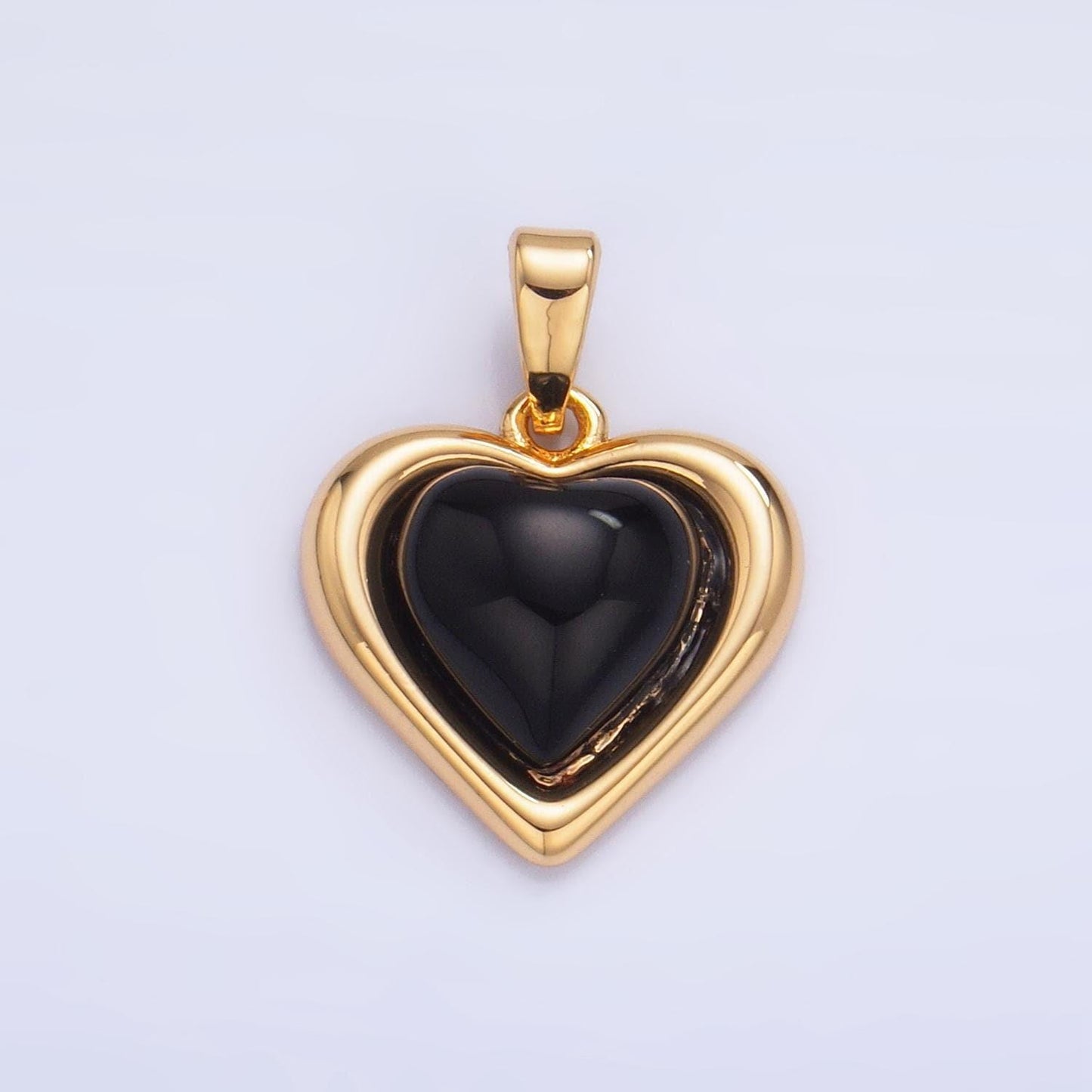 Red carnelian, black onyx gemstone 24k gold filled heart pendant | aa-1012