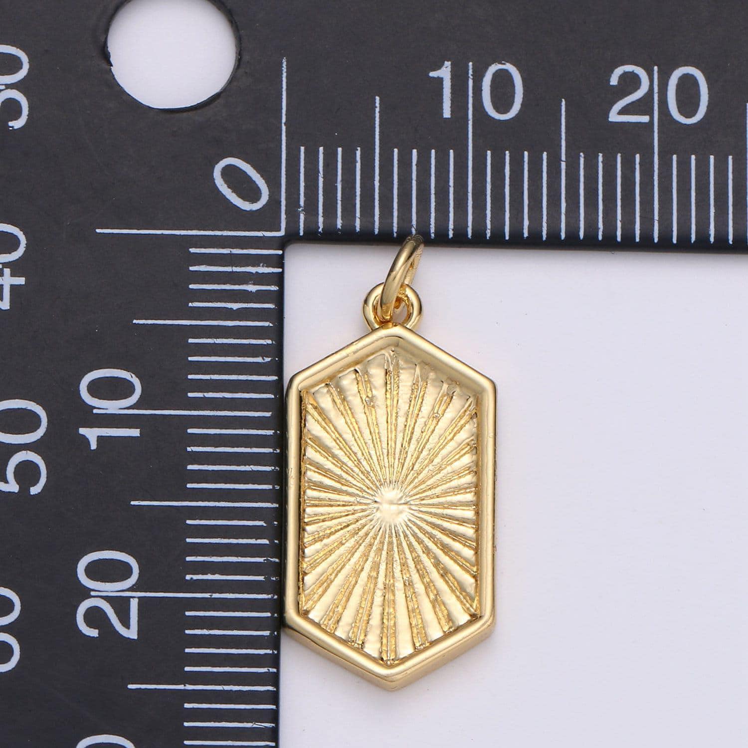 Gold hexagon pendant gold sunburst charm necklace boho chic gold geometric necklace minimalist style gold medallion charm d529