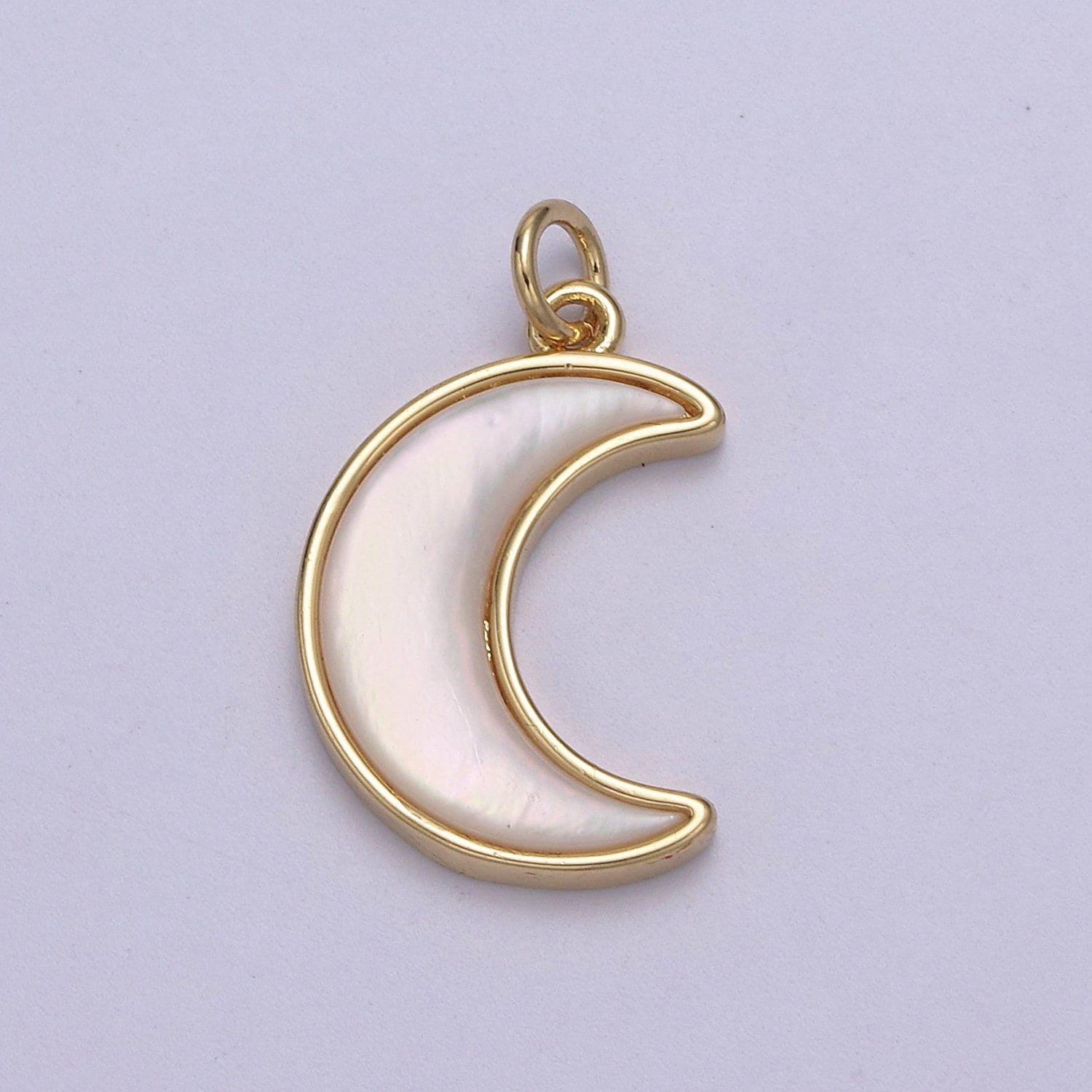 Dainty shell pearl crescent moon charm minimalist celestial jewelry diy piece | n-823
