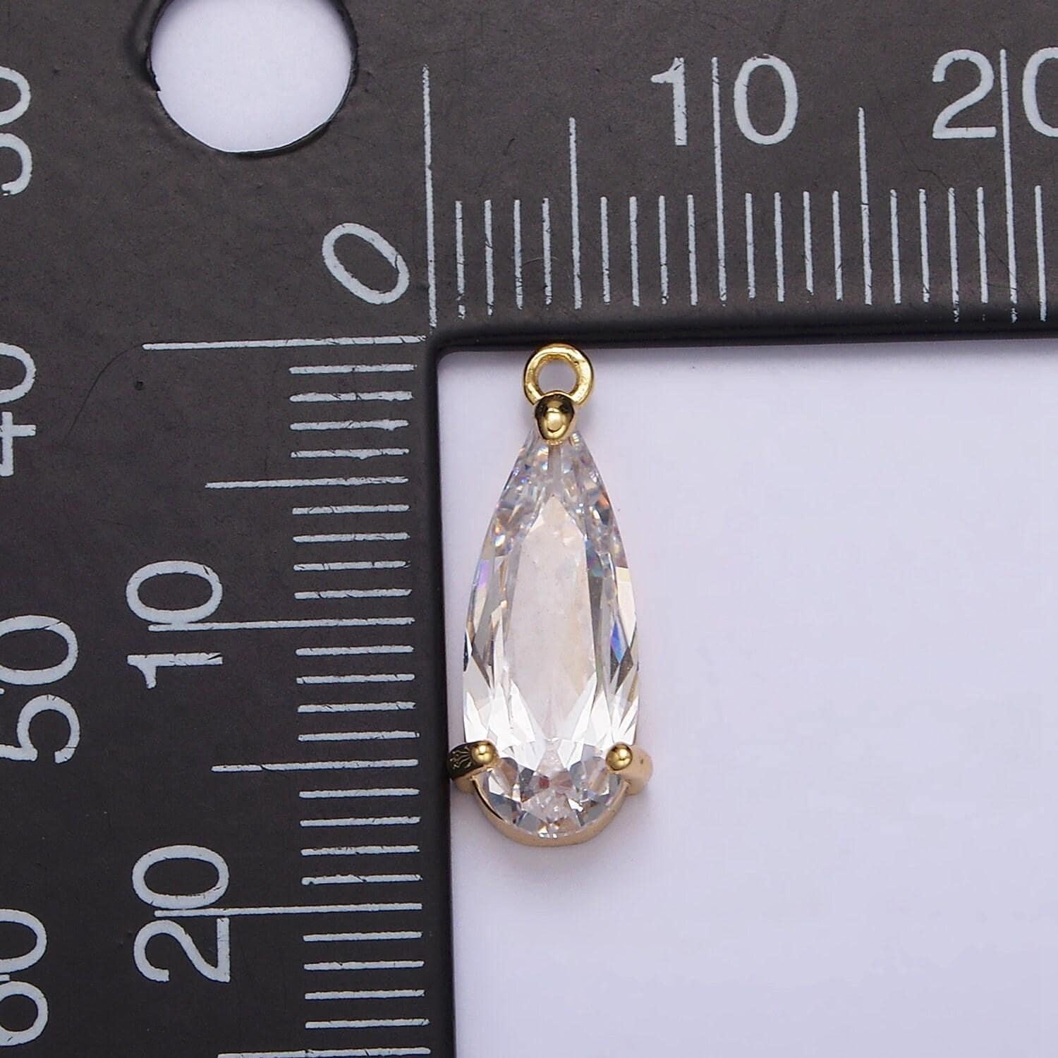 16k gold filled 20mm clear cz teardrop add-on charm | n963