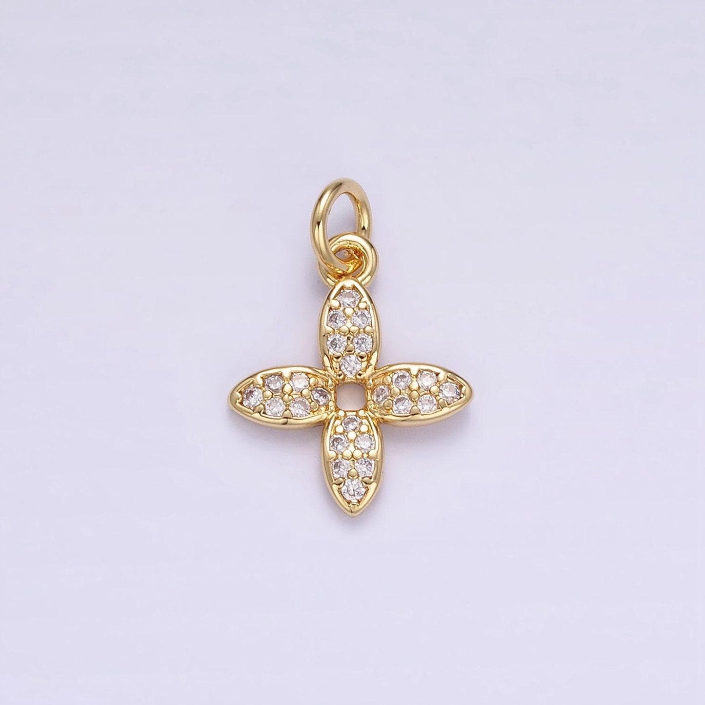 Micro pave cz flower charm mini gold flower patch cubic charm dainty flower pendant dainty charm for diy supply c303