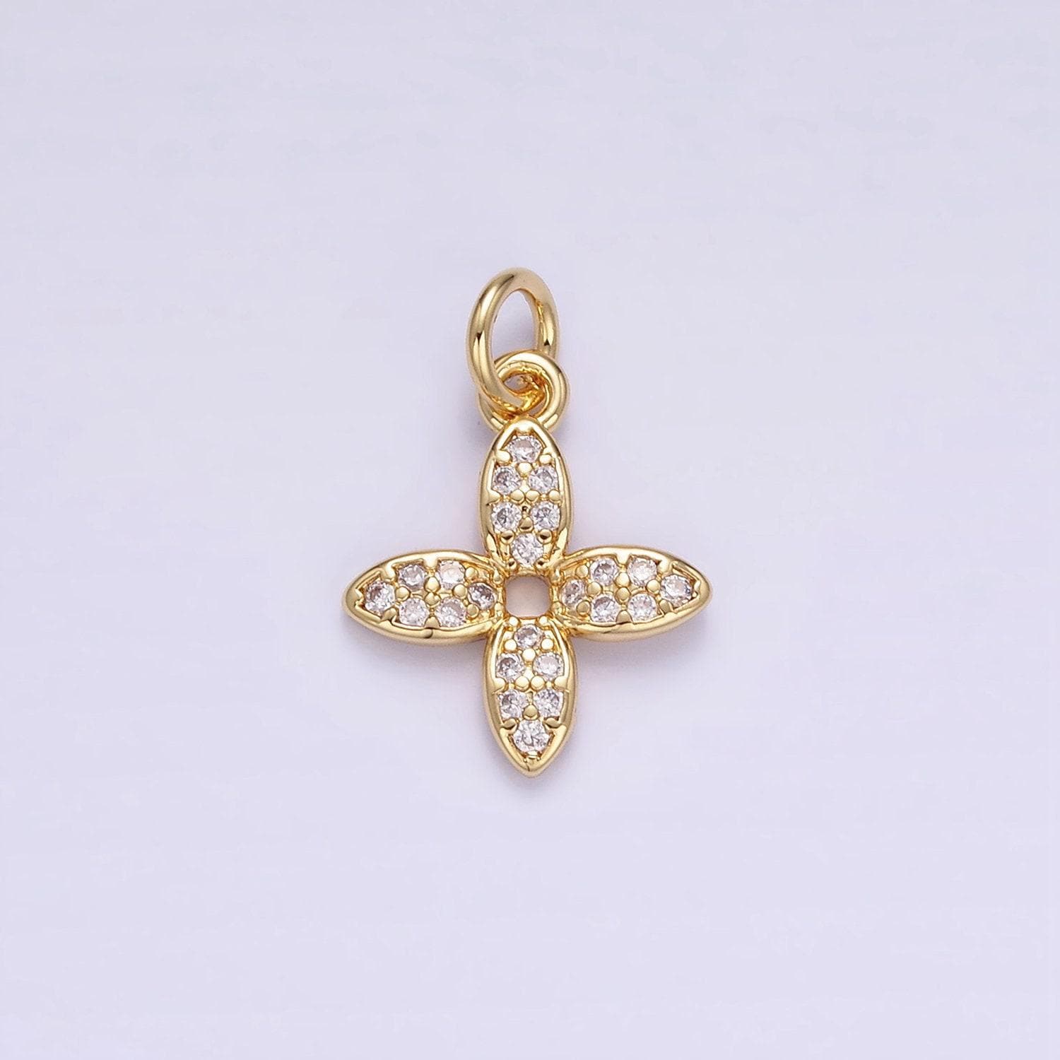 Micro pave cz flower charm mini gold flower patch cubic charm dainty flower pendant dainty charm for diy supply c303