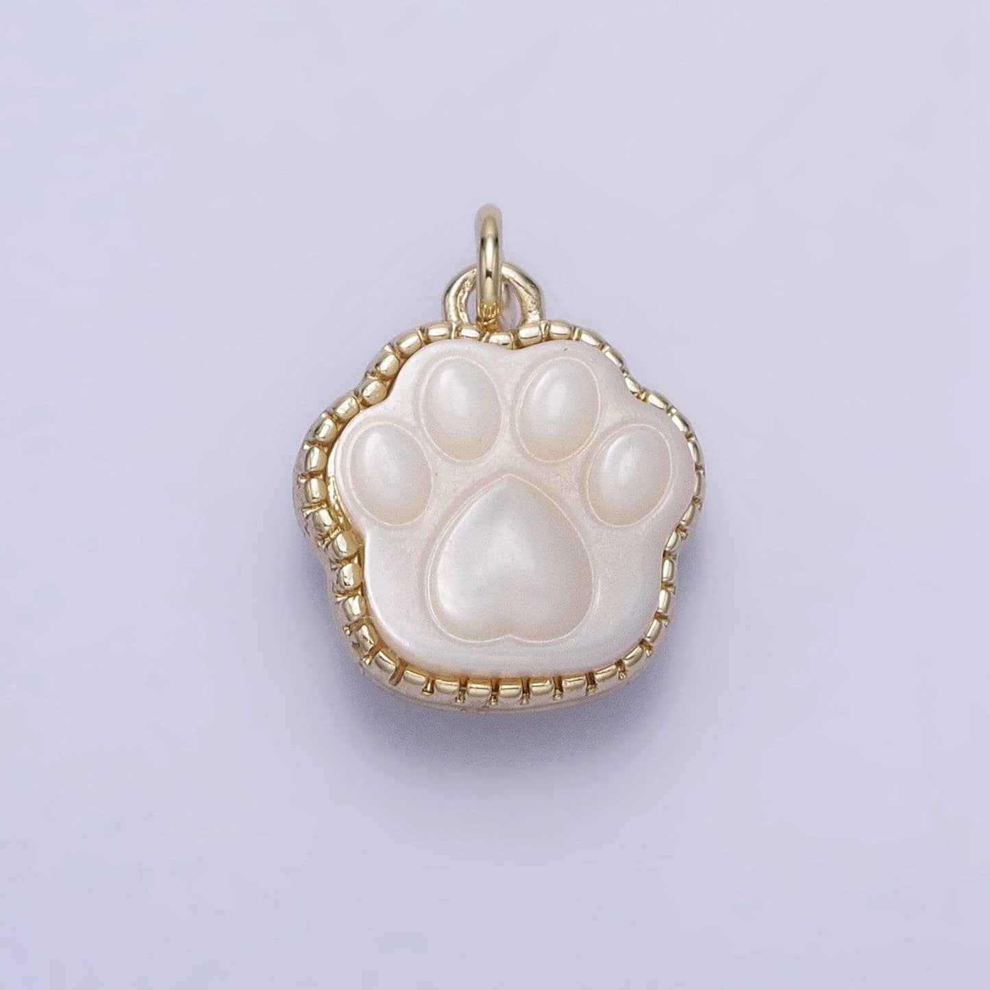 Double sided dog paw charm for bracelet necklace earring component white shell pearl puppy cat bear animal pendant pet jewelry collar charm