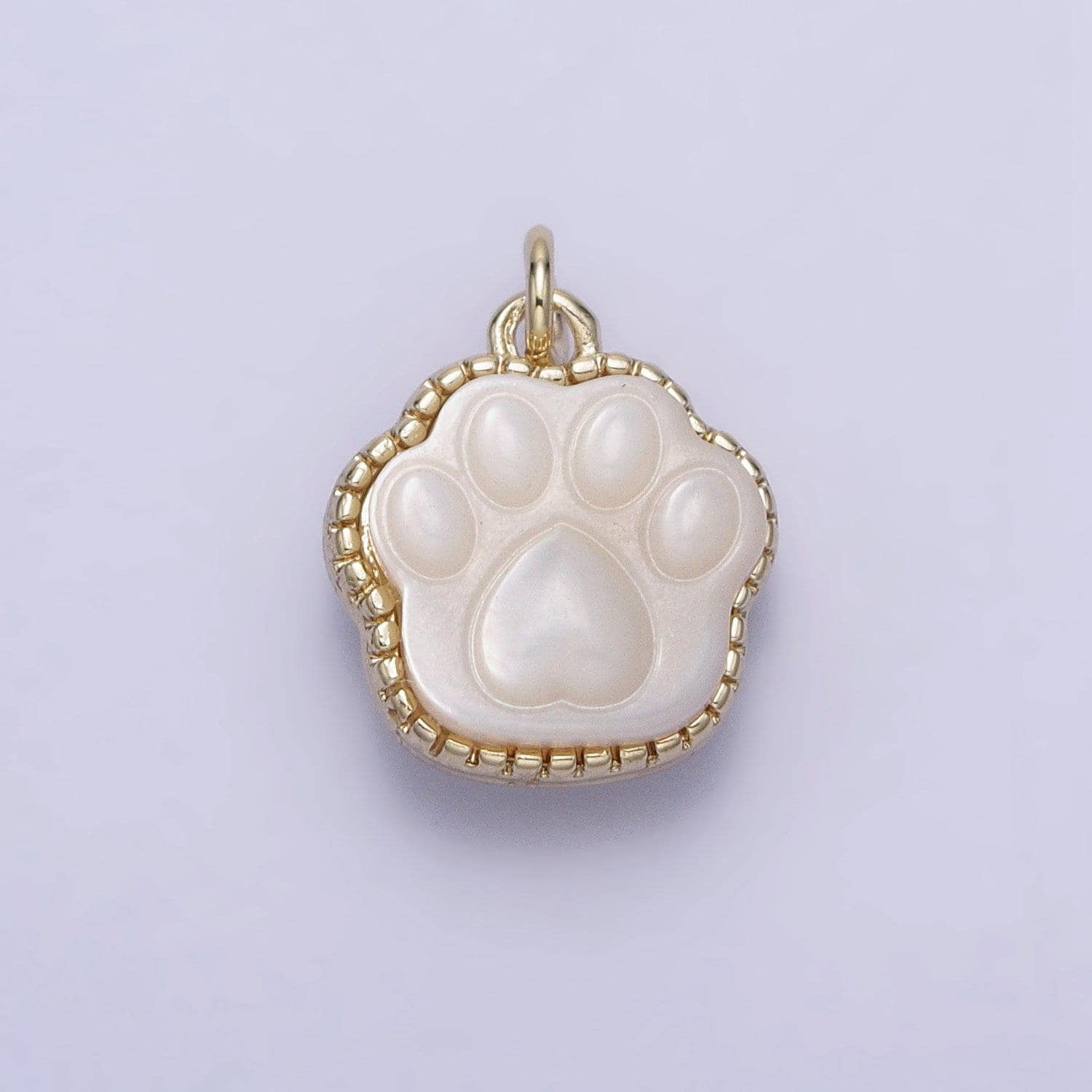 Double sided dog paw charm for bracelet necklace earring component white shell pearl puppy cat bear animal pendant pet jewelry collar charm