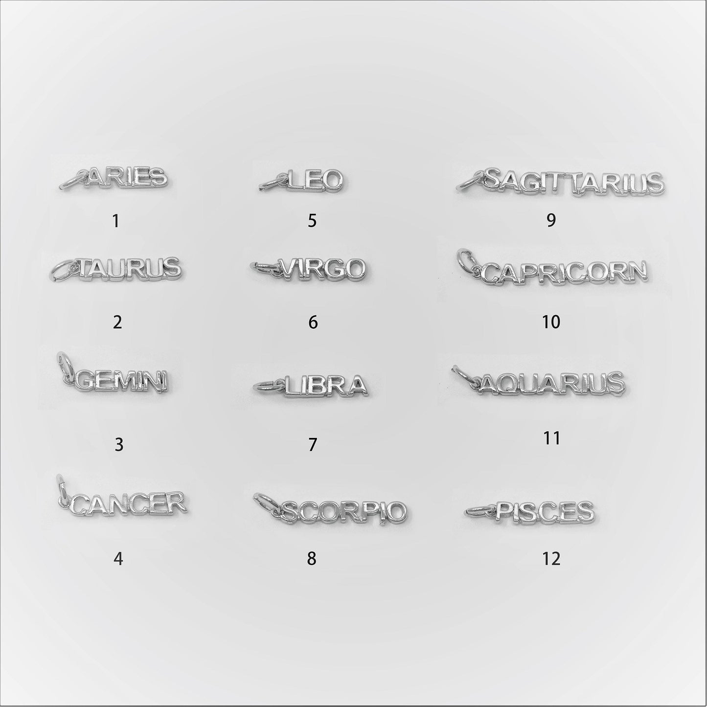 Gold zodiac constellation charms small astrology words charms horoscope charm, add on charm for bracelet necklace supply silver charm