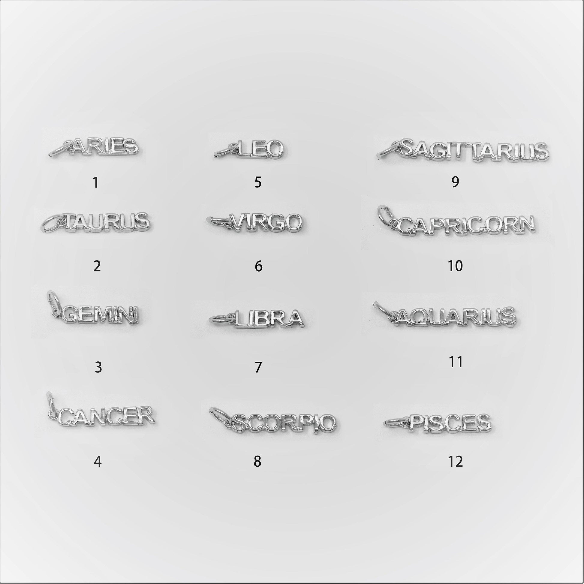 Gold zodiac constellation charms small astrology words charms horoscope charm, add on charm for bracelet necklace supply silver charm