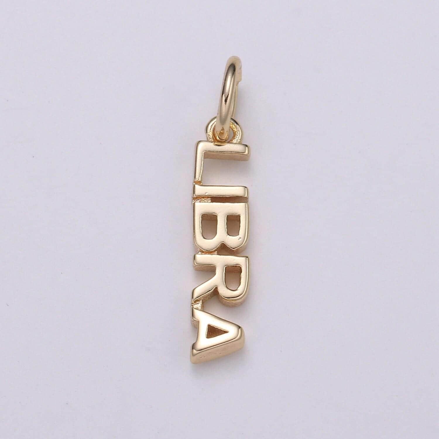 Gold zodiac constellation charms small astrology words charms horoscope charm, add on charm for bracelet necklace supply silver charm