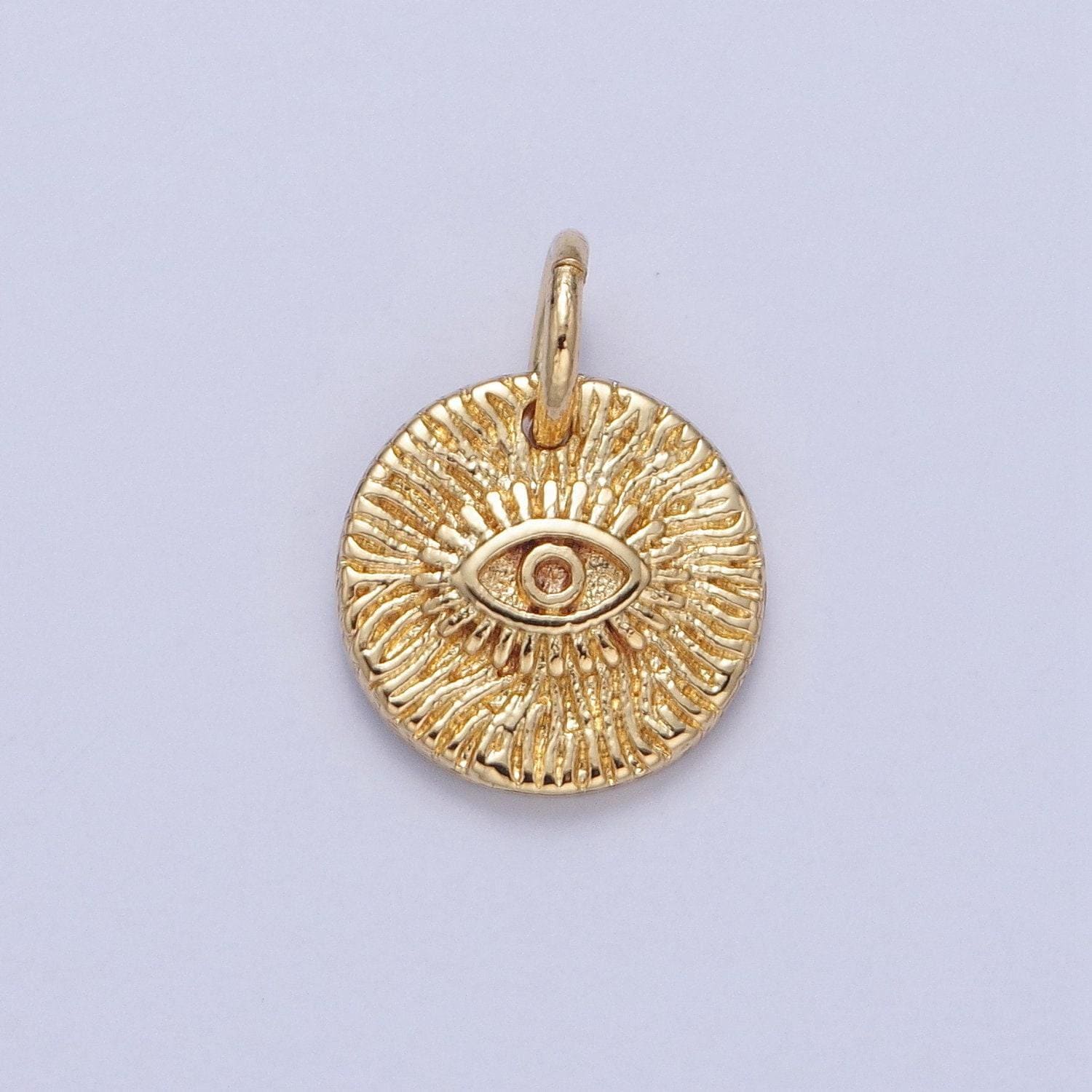 24k gold filled micro pave minimalist sunburst evil eye charm round charm gold filled diy for necklace earring bracelet component | x-059