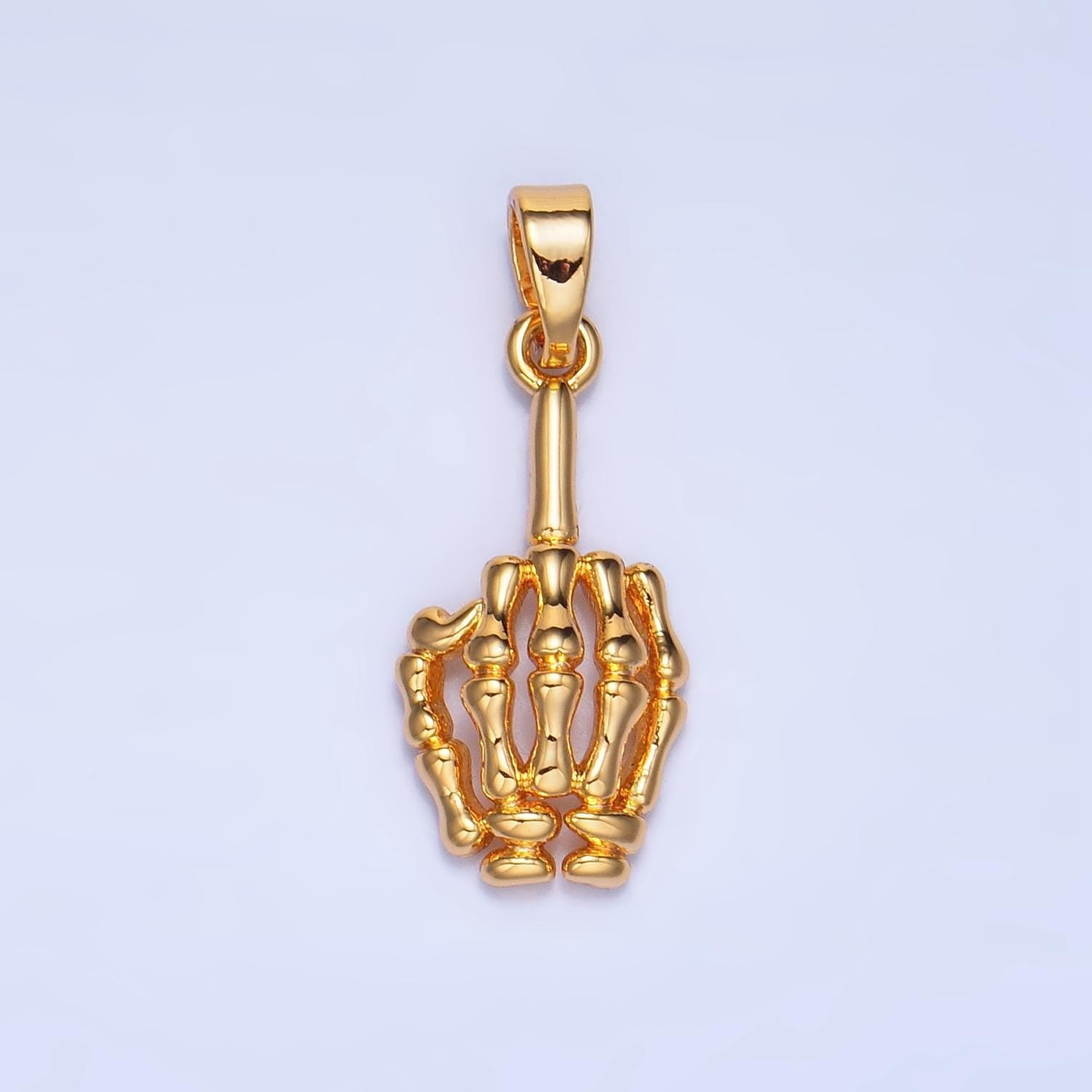 Silver bone skeleton middle finger charm gold hand gesture charm skull fuck pendant for bracelet necklace earring supply component aa993