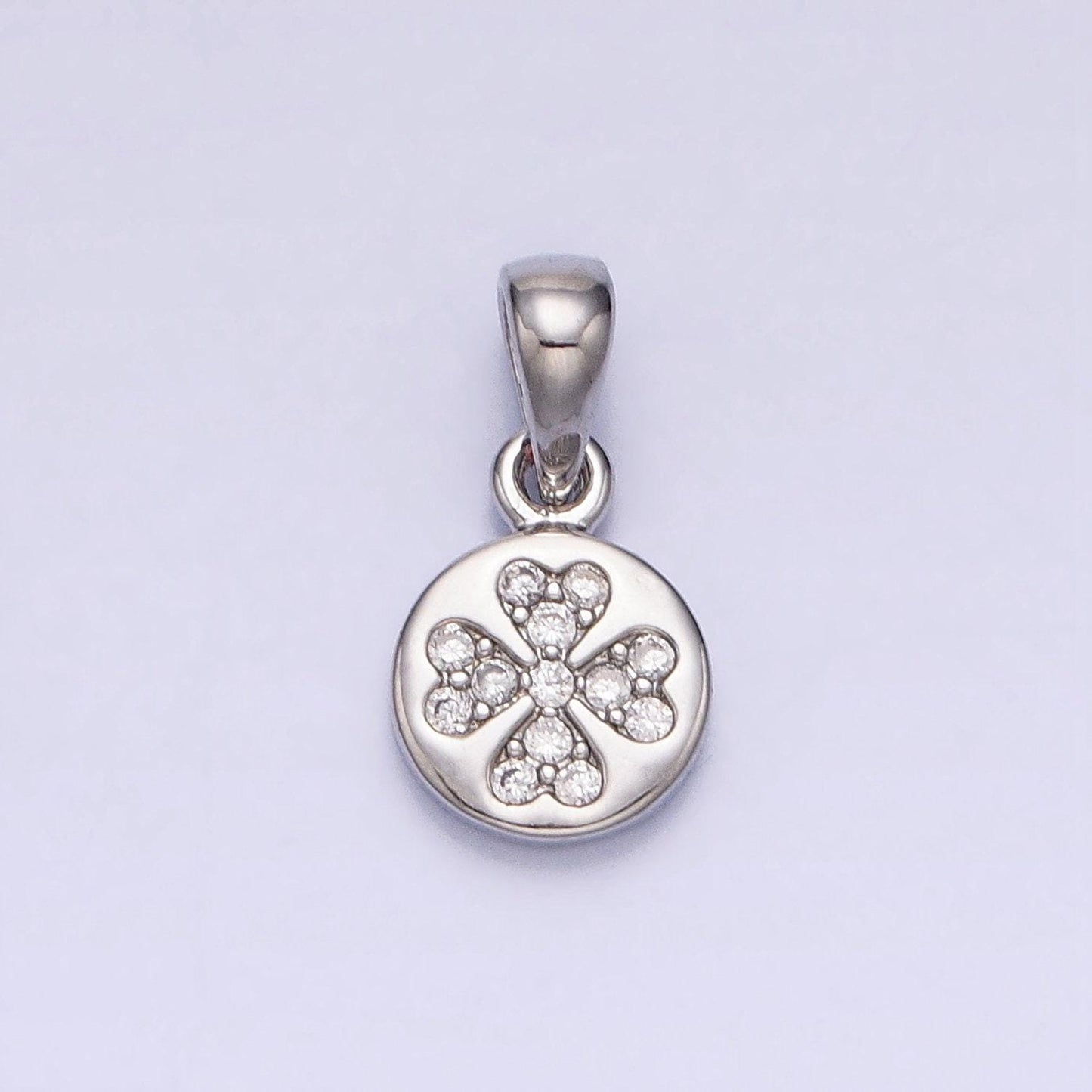 6.5mm mini clover charm cz micro pave clover charm, gold findings, necklace making accessories, gold plated aa347