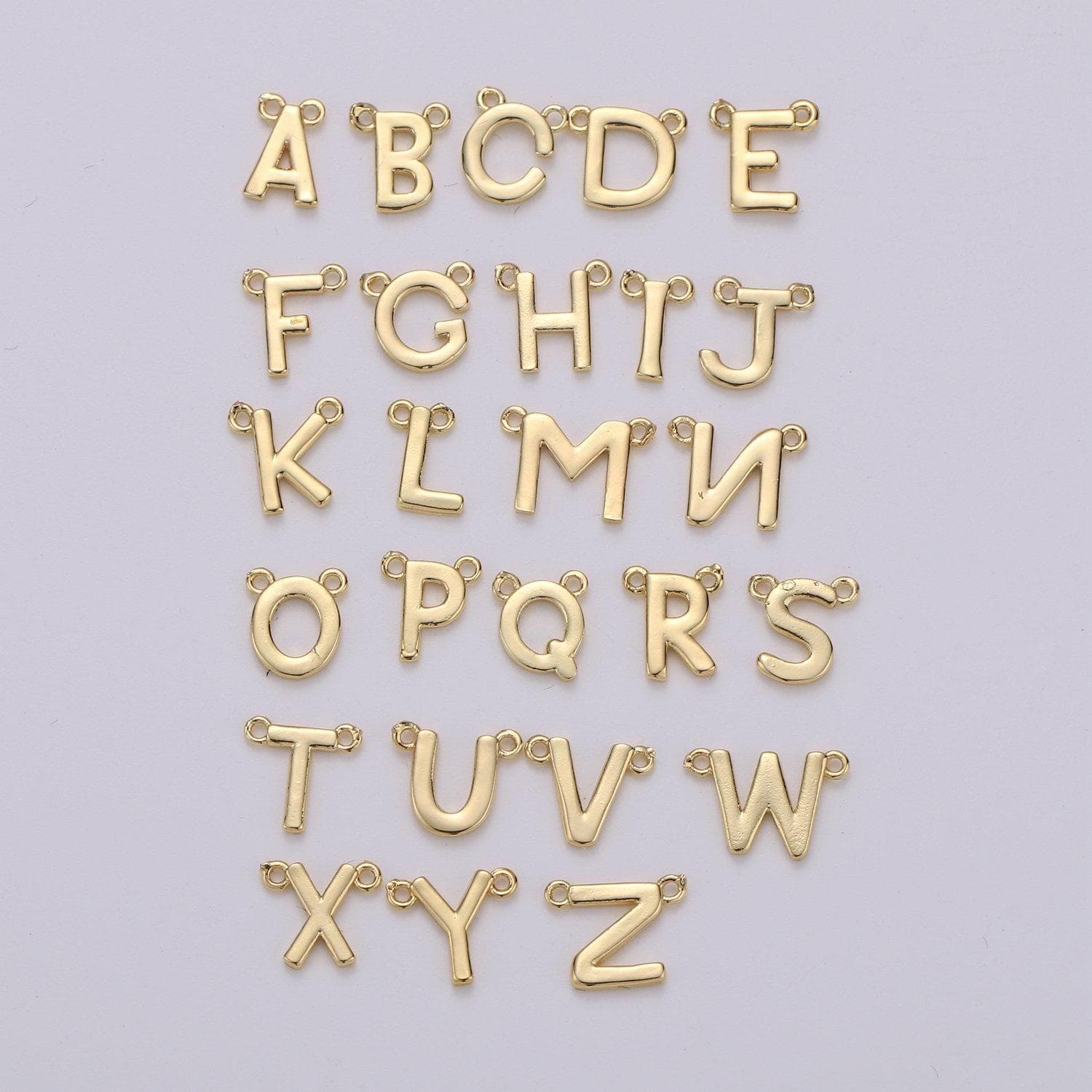 Gold letter charms, personalized charm, initial bracelet connector, mini pendant charms for necklace alphabet 9x11mm alph-10 , a-132