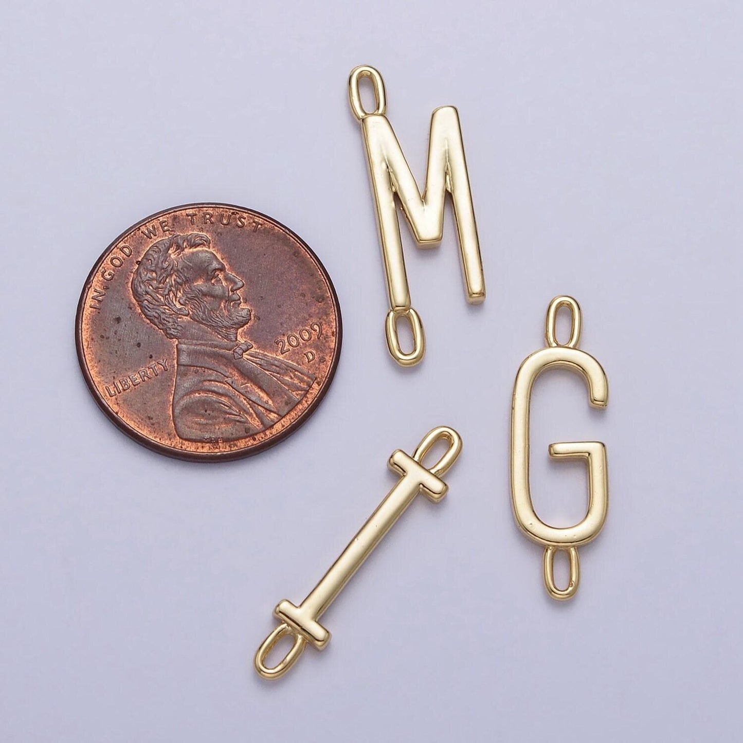 Dainty sideway initial charm connector gold letter dainty name necklace link connector for personalized jewelry supply bracelet necklace