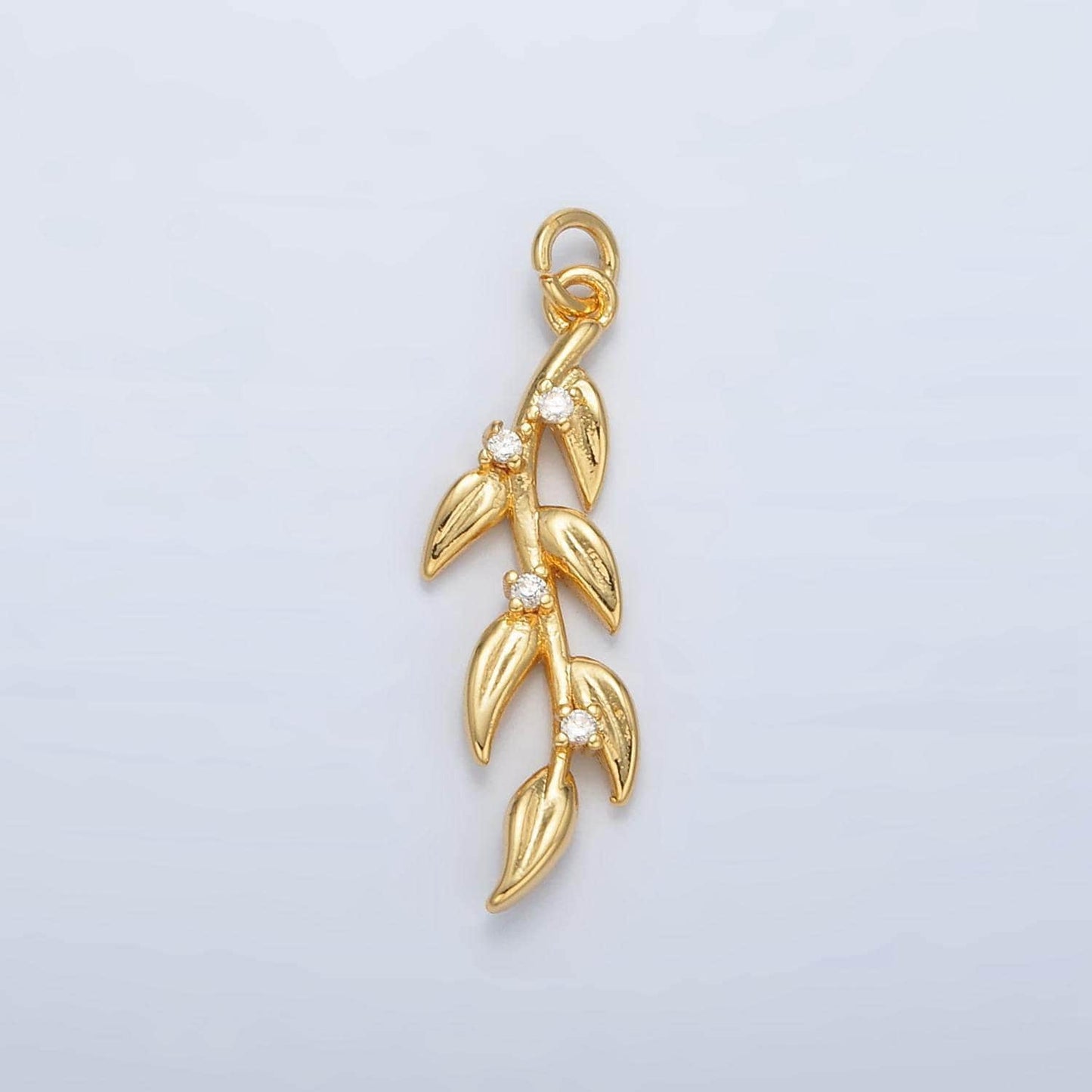 Mini 24k gold filled olive branch leaf charm, earring supplies, necklace, bracelet, jewelry pendant charms ac142