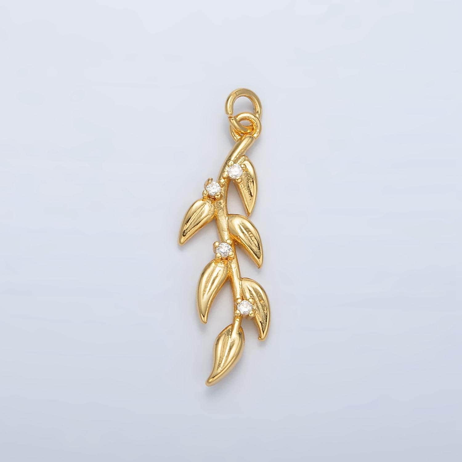 Mini 24k gold filled olive branch leaf charm, earring supplies, necklace, bracelet, jewelry pendant charms ac142