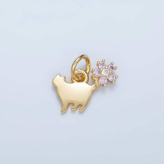 24k gold filled mini cat charm gold animal charm | n1389