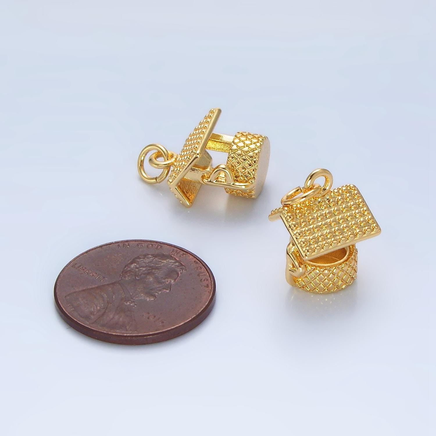 Mini 3d gold wishing well charm pendant for bracelet necklace earring charm supply x912