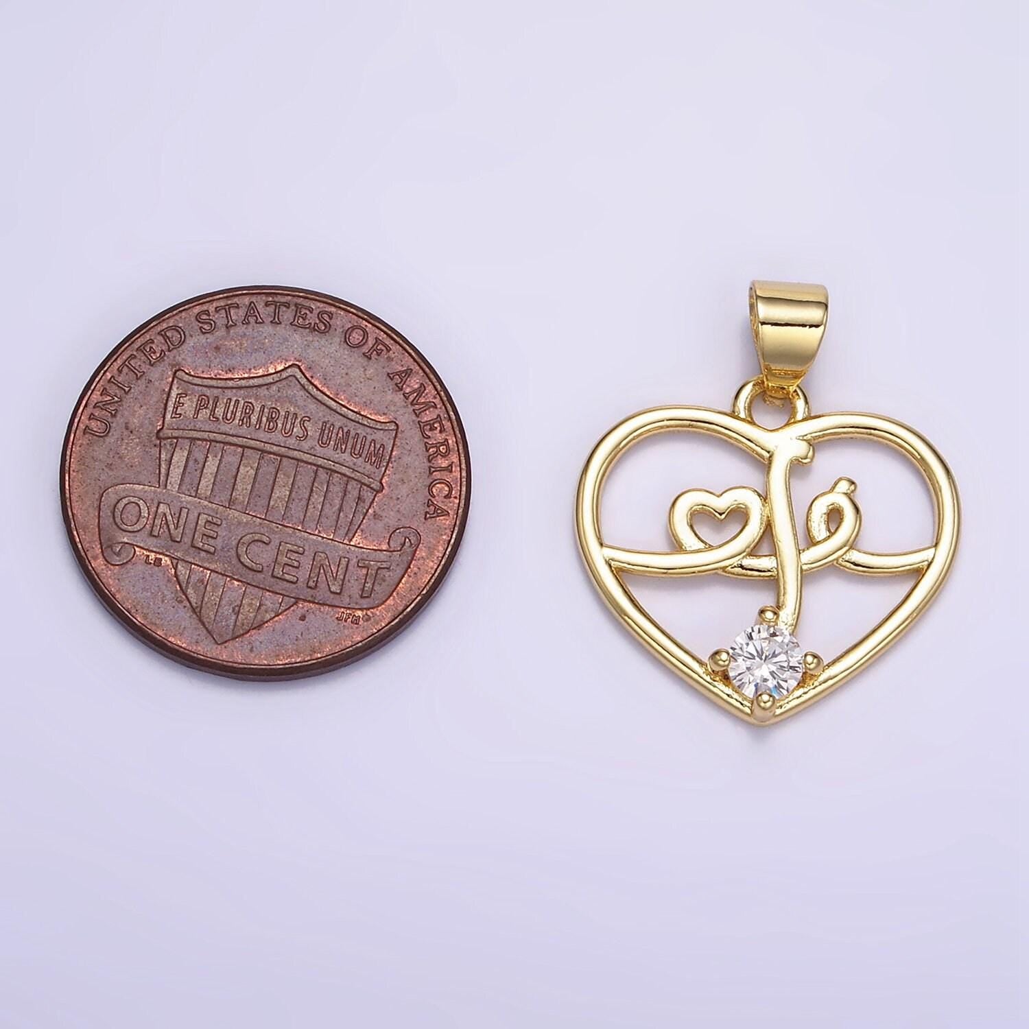 18k gold filled heart charm with micro pave cz swirl love charm relationship jewelry inspired | aa070