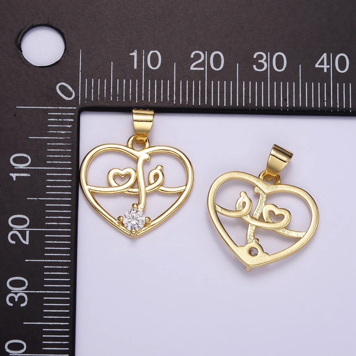 18k gold filled heart charm with micro pave cz swirl love charm relationship jewelry inspired | aa070