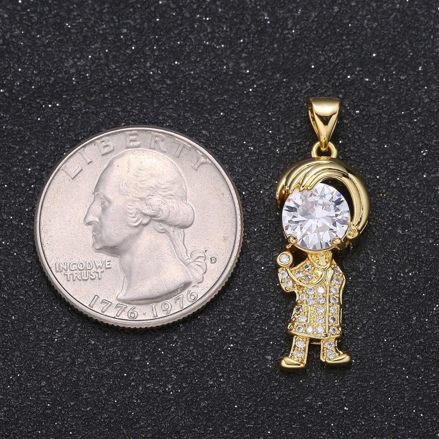 First responder charm solitaire cz pave pendant , md, nurse, pa, rn. np, hero gold charm--66