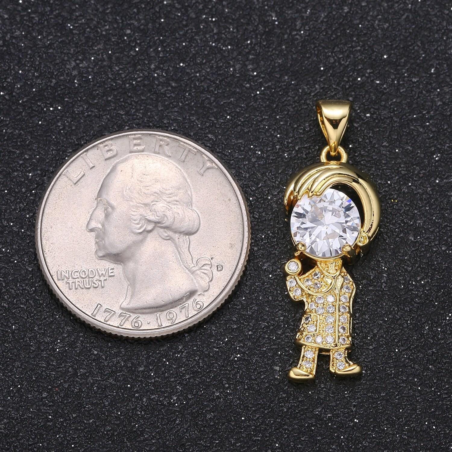 First responder charm solitaire cz pave pendant , md, nurse, pa, rn. np, hero gold charm--66