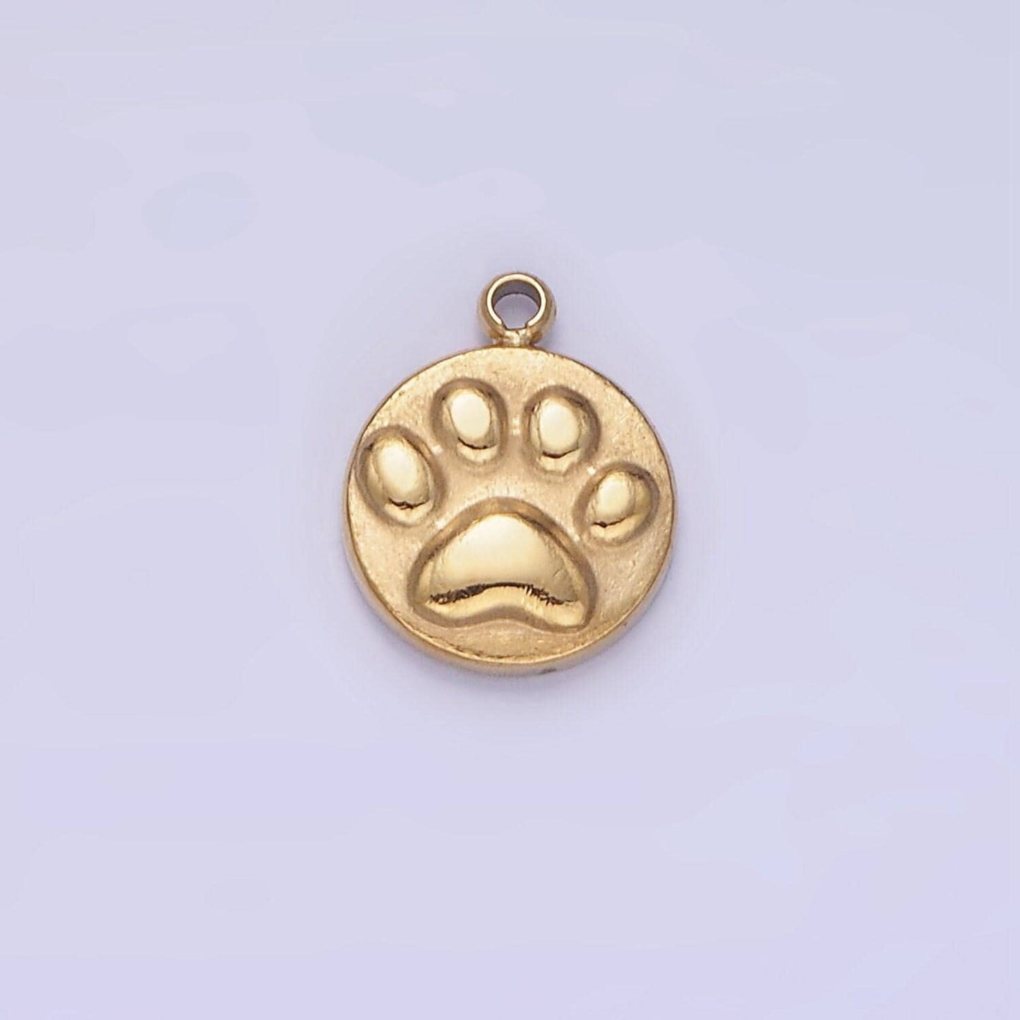 Stainless steel 10mm pet pawprint dog round mini charm | p-940
