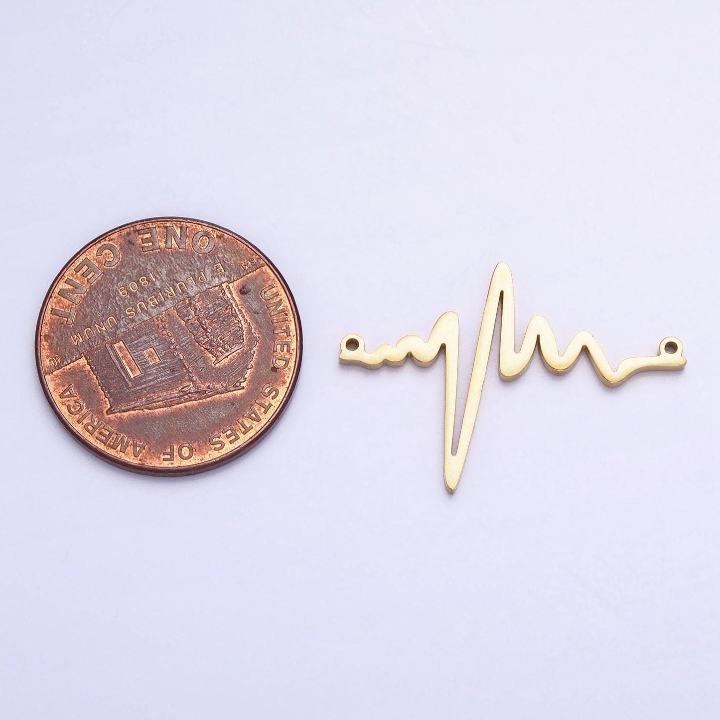 Heartbeat pulse stainless steel gold connector charm electrocardiogram heart beat rate bar spacer link connector necklace bracelet supply