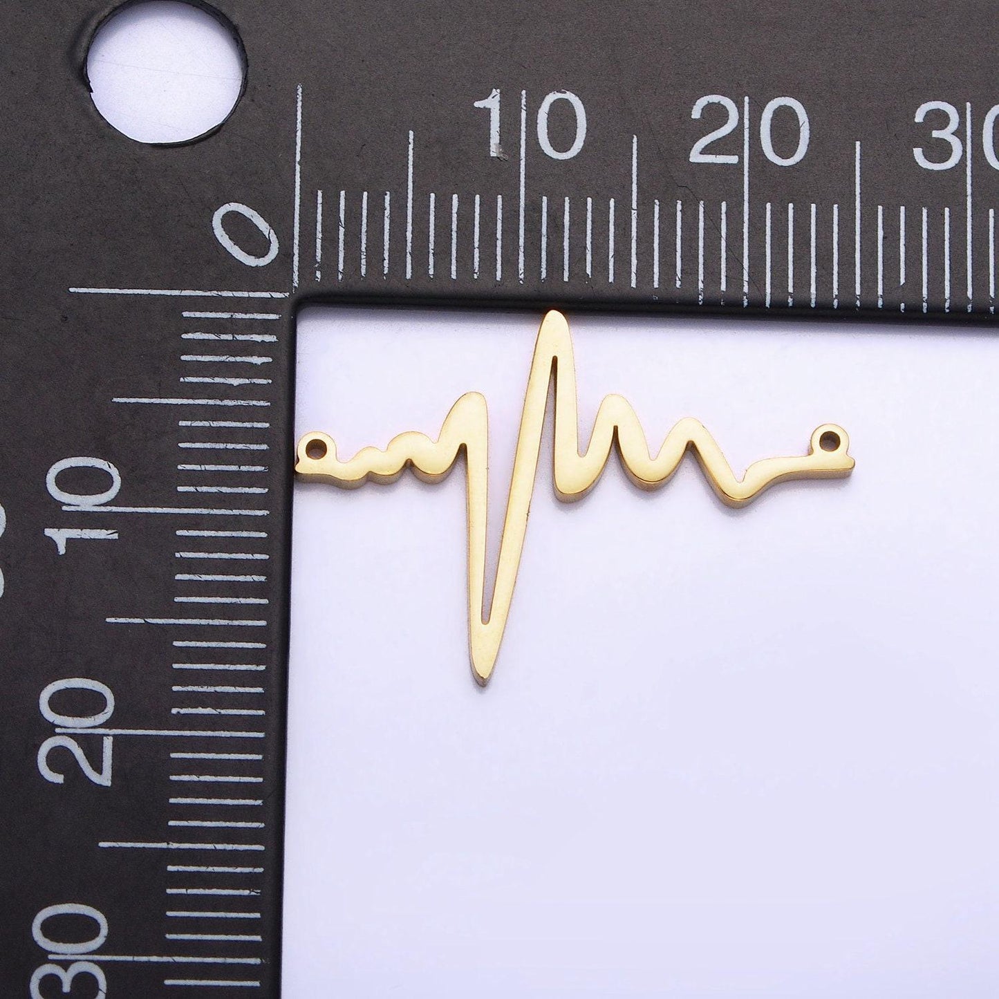 Heartbeat pulse stainless steel gold connector charm electrocardiogram heart beat rate bar spacer link connector necklace bracelet supply