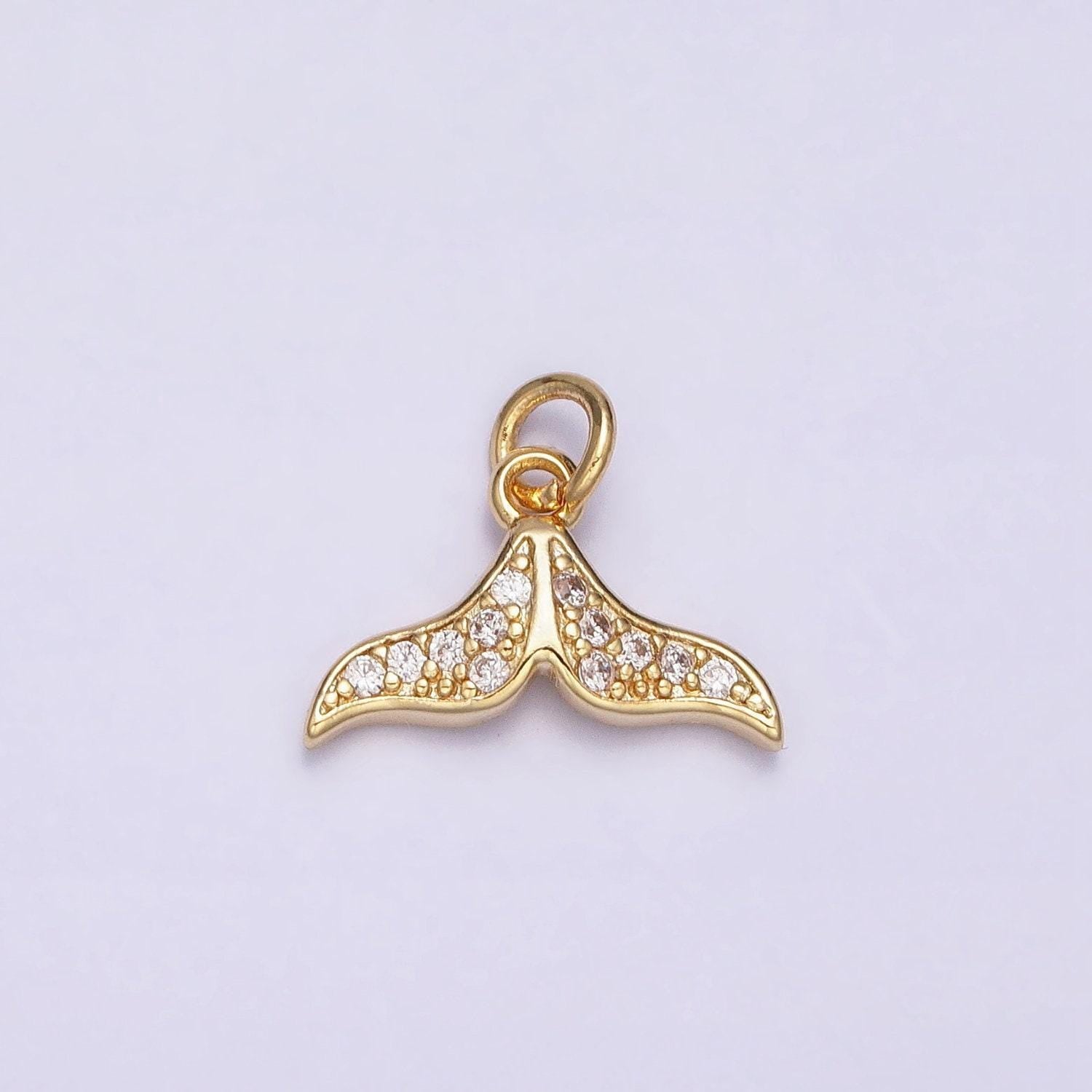 Mini 16k gold filled whale tail pendant jewelry making supplies wholesale charm kids fish animal under the water jewelry inspired ac1163