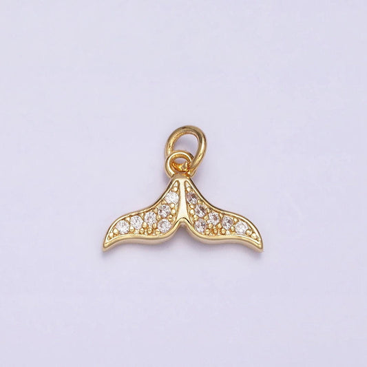 Mini 16k gold filled whale tail pendant jewelry making supplies wholesale charm kids fish animal under the water jewelry inspired ac1163
