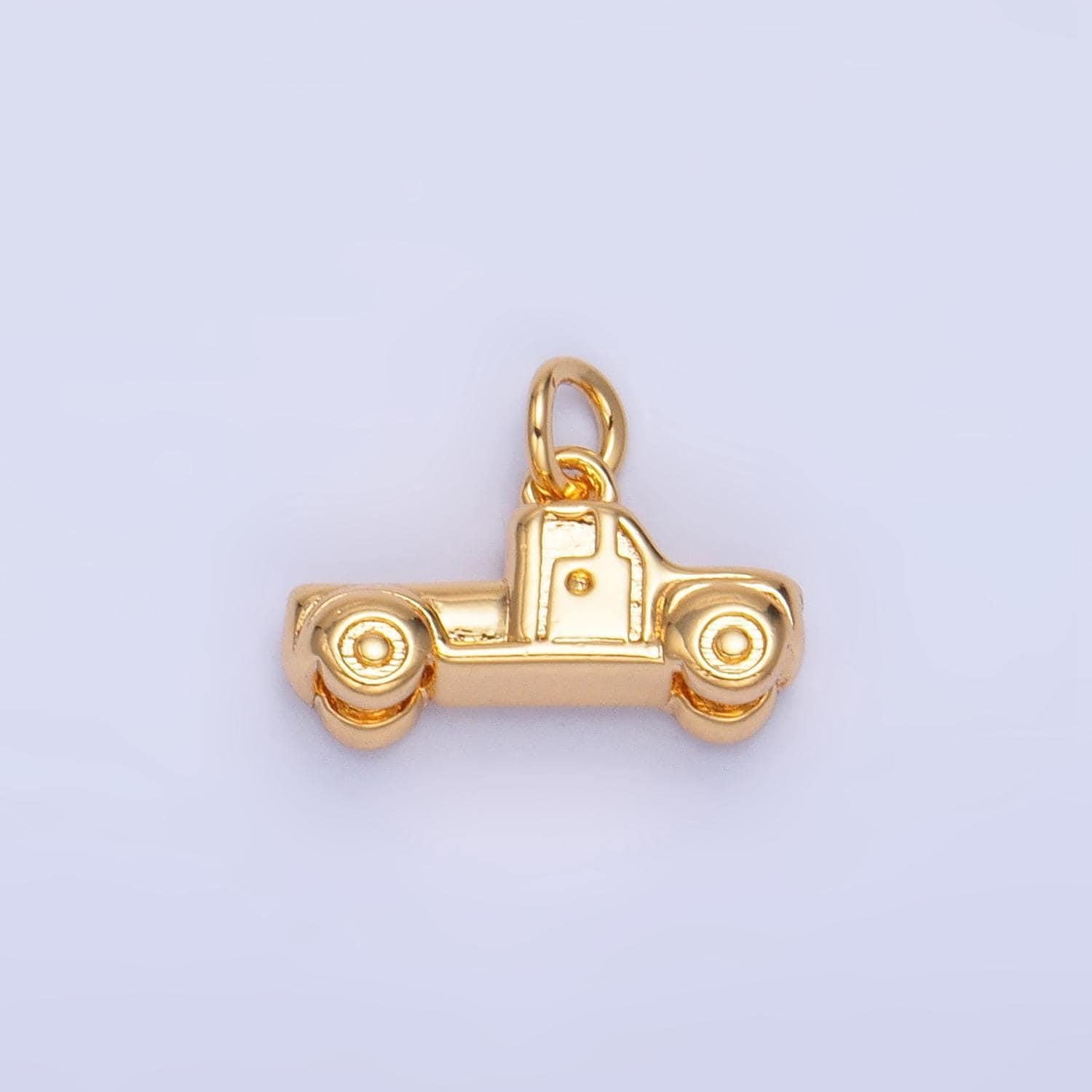 Mini gold pick up truck car charm for necklace bracelet pendant antique car design mix charm road truck inspired w045