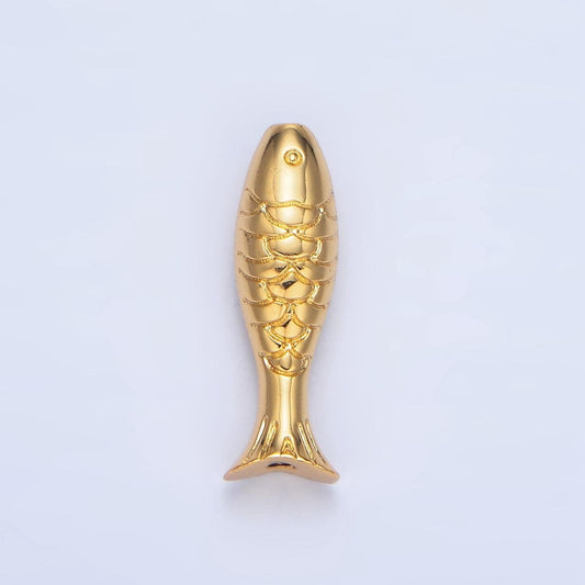 Dainty long fish bead spacer for bracelet 24k gold filled animal bead | b-515