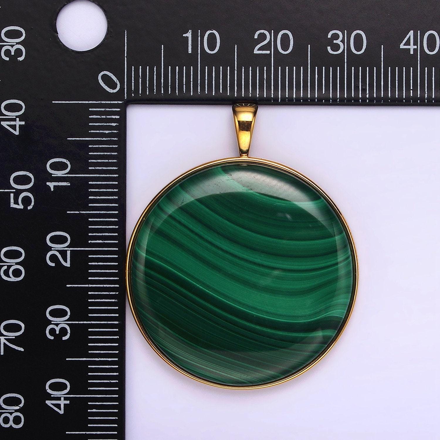 Big statement green malachite circle disc pendant bezel cut for necklace for diy jewelry making supply AA-1459