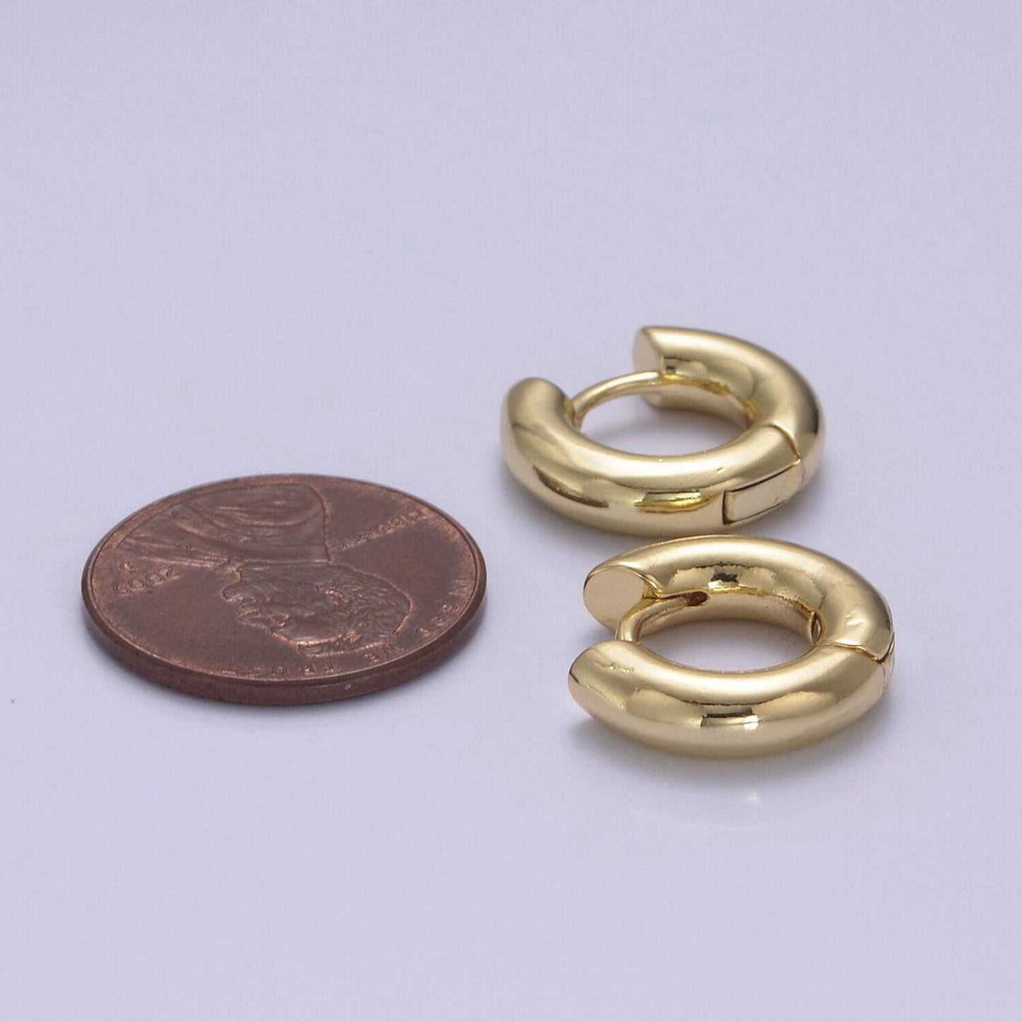 18k gold filled hoop huggie one touch w/ open link lever hoop earring making, 14x11.7 mm, earring charm making findings