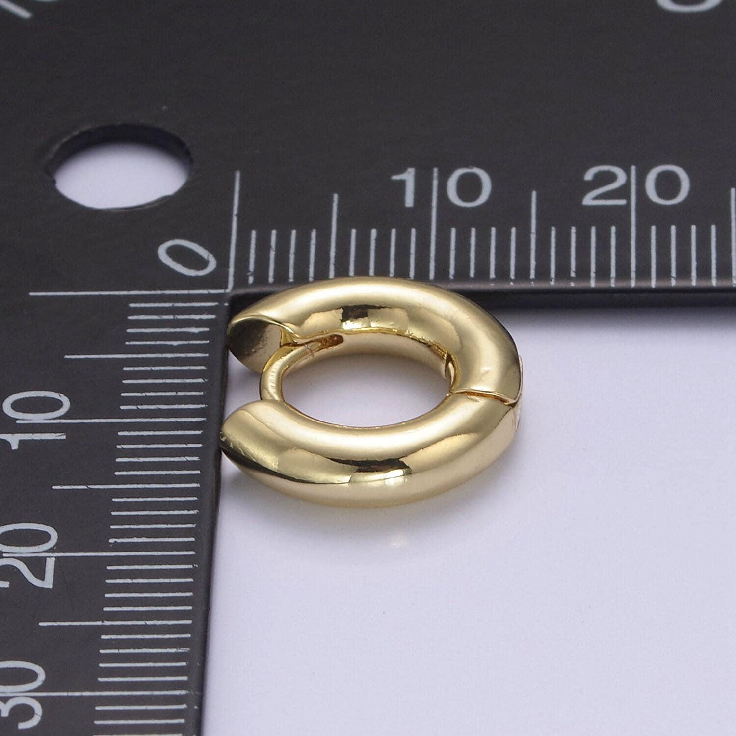 18k gold filled hoop huggie one touch w/ open link lever hoop earring making, 14x11.7 mm, earring charm making findings