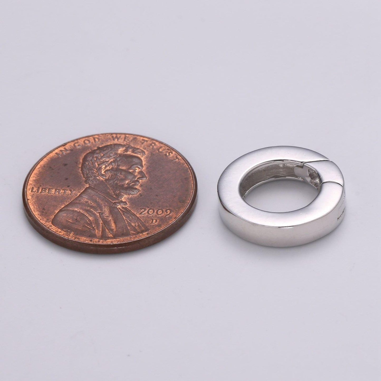 Sterling silver spring gate ring, push gate ring 14mm round circle ring charm holder silver clasp for jewelry clasp sl-485