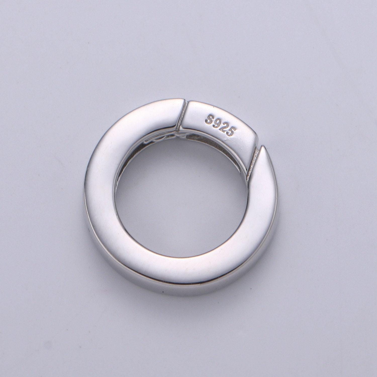 Sterling silver spring gate ring, push gate ring 14mm round circle ring charm holder silver clasp for jewelry clasp sl-485