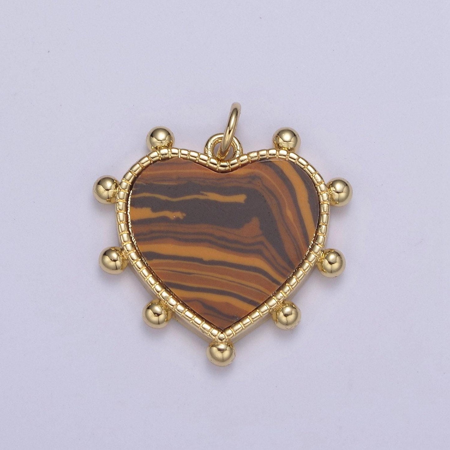 14k gold filled pearl, tiger eye, turquoise abalone shell charm pendant beaded heart love charm for necklace bracelet jewelry making n-642