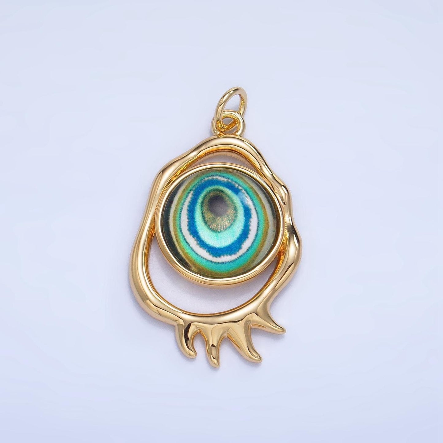 Molten open oval 24k gold filled evil eye charm | ag-910 - ag-912