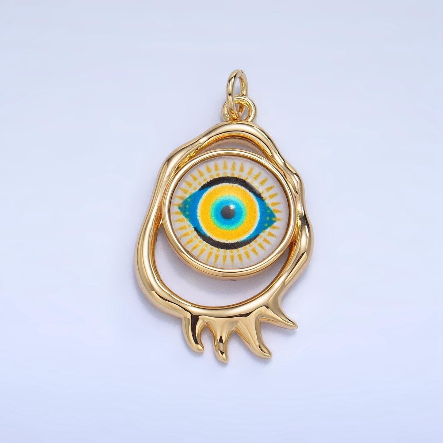 Molten open oval 24k gold filled evil eye charm | ag-910 - ag-912