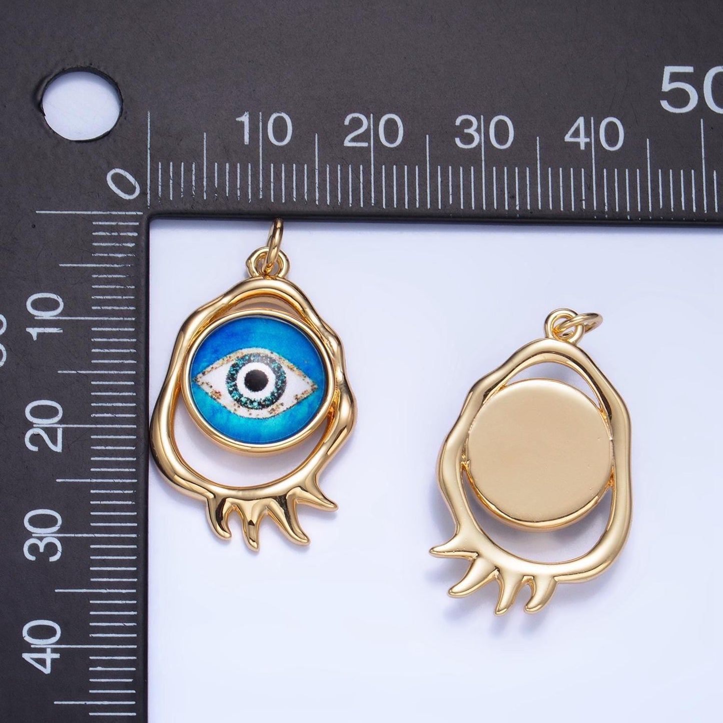 Molten open oval 24k gold filled evil eye charm | ag-910 - ag-912