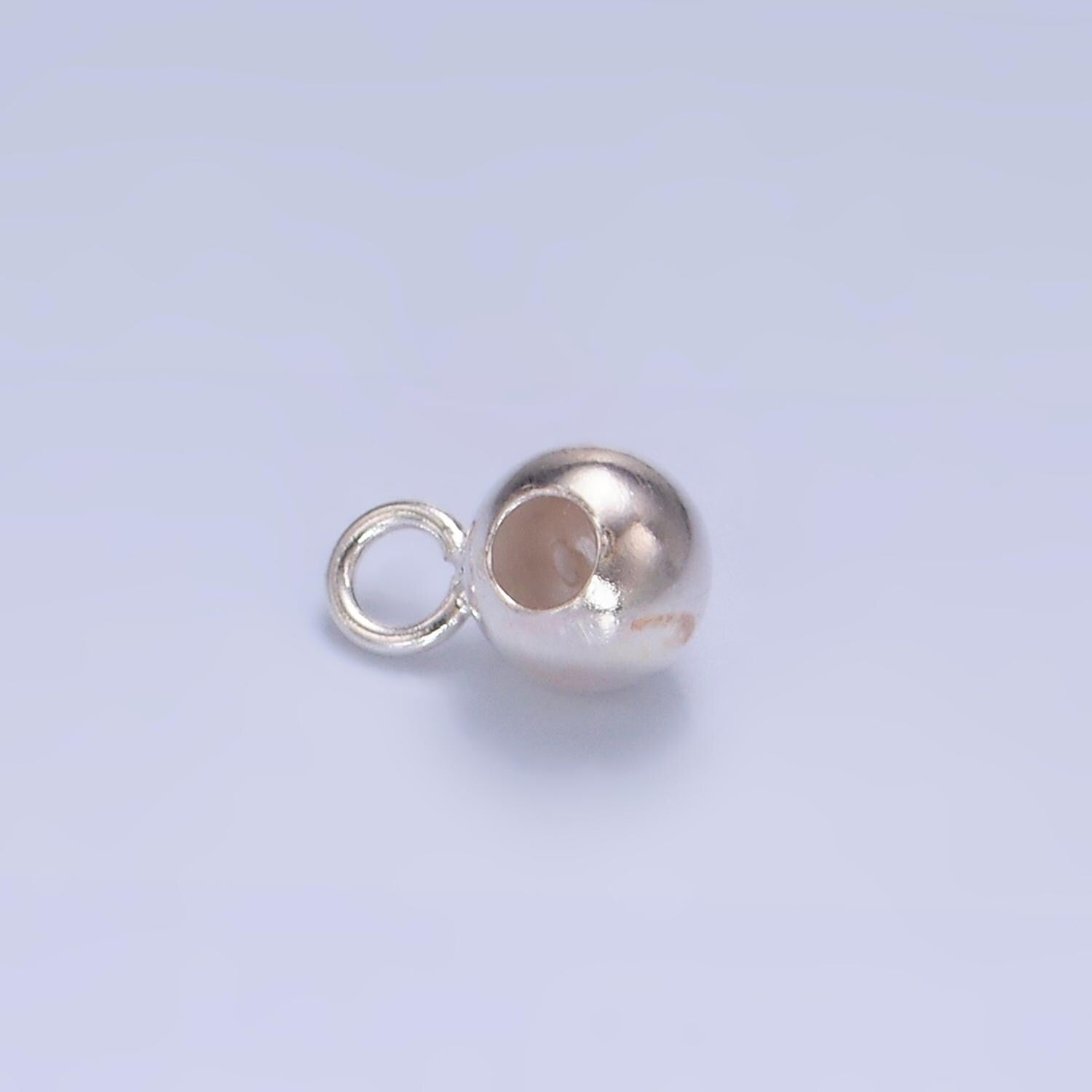 S925 sterling silver round bead spacer with Hole for jewelry making supplies charm holder necklace component sl-577