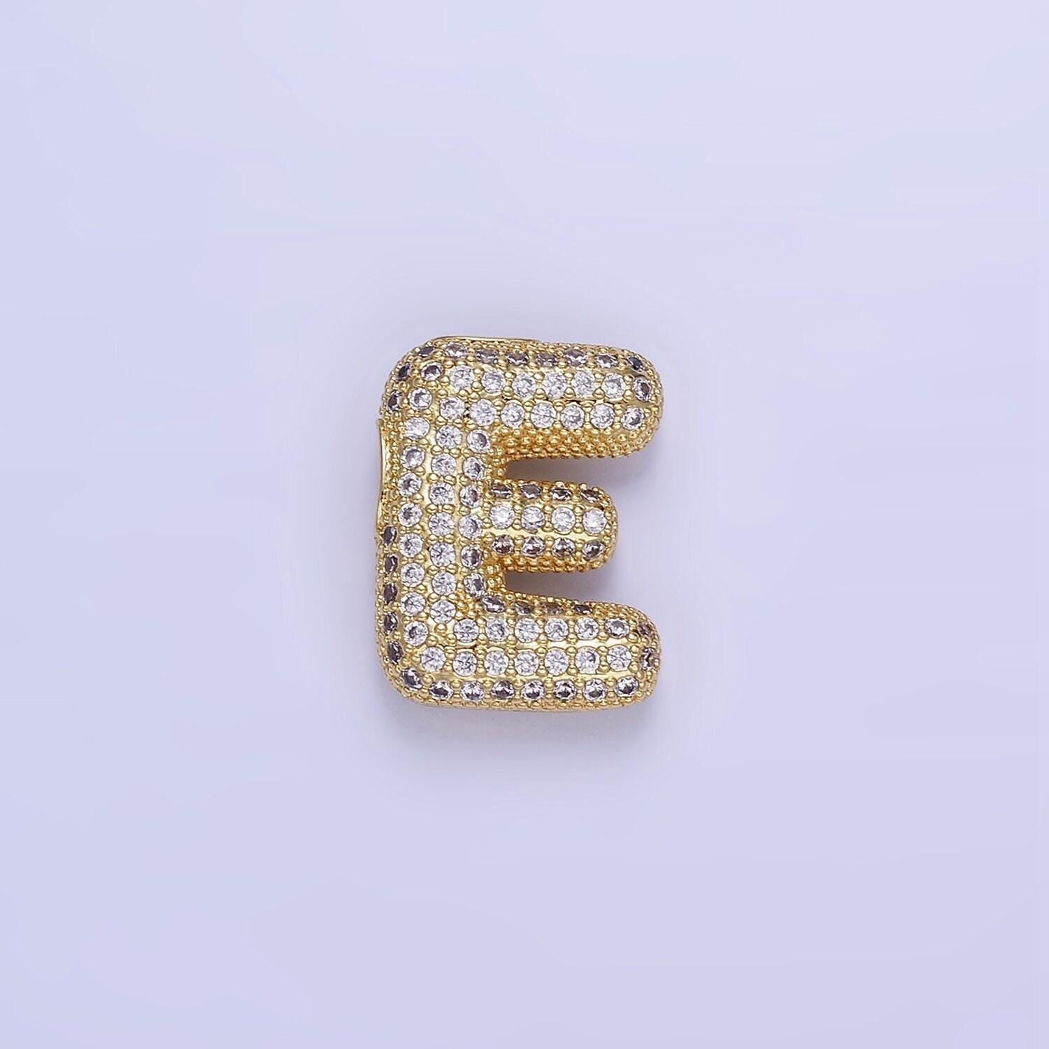 Balloon letter necklace pendant cz bubble micro pave initial pendant 3d gold letter necklace charm personalized jewelry a1015-a1027