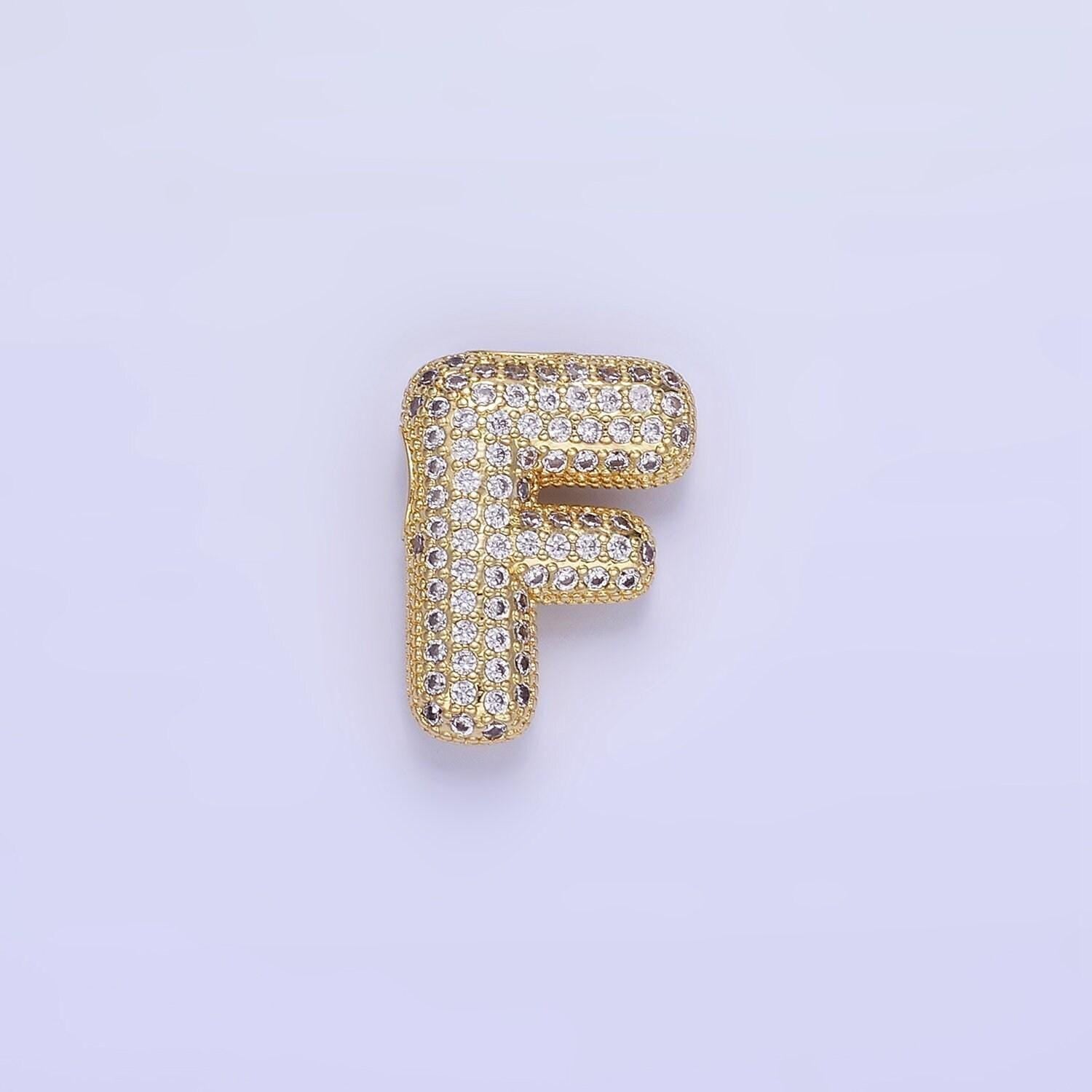 Balloon letter necklace pendant cz bubble micro pave initial pendant 3d gold letter necklace charm personalized jewelry a1015-a1027
