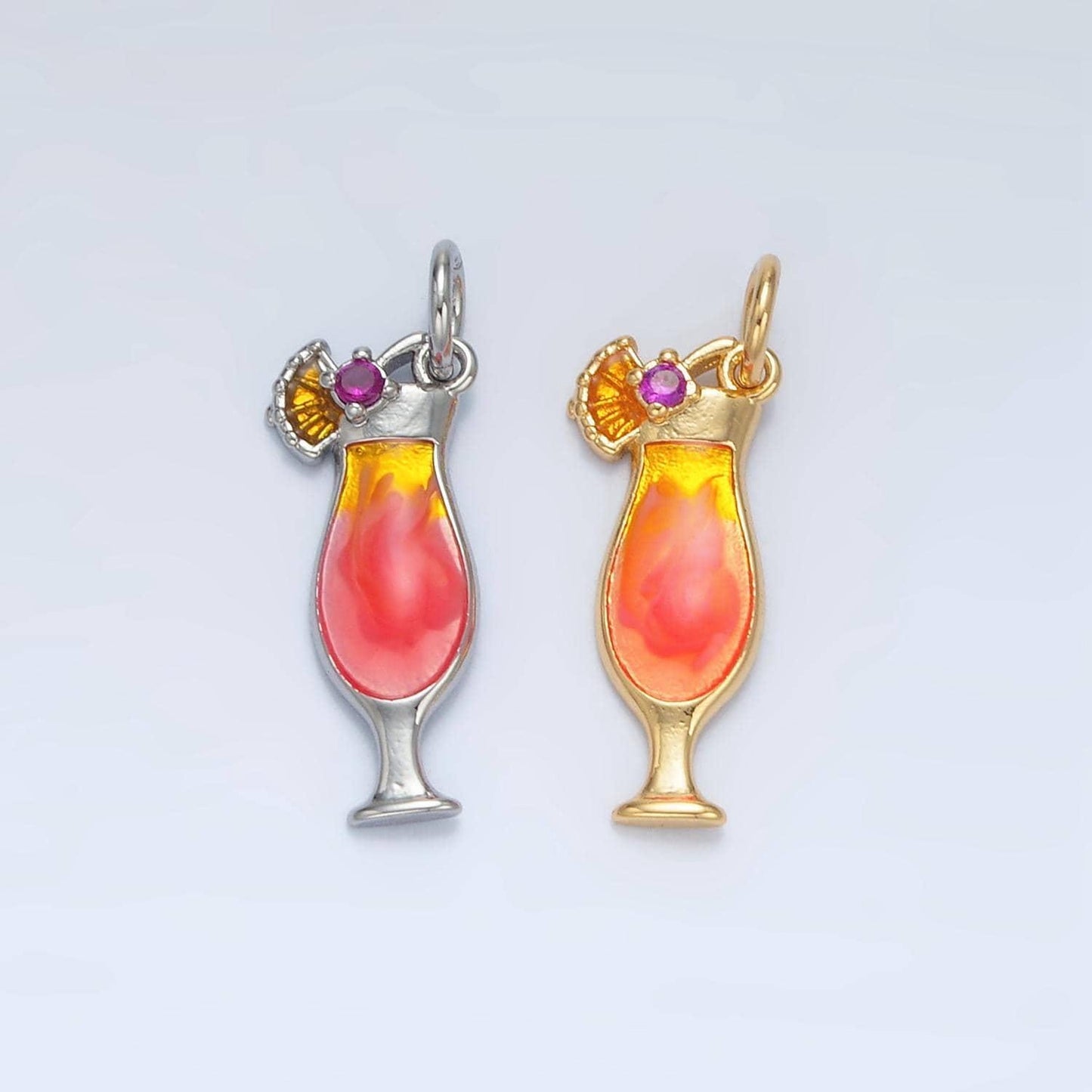 24k gold filled pina coloada pendant gold dainty cocktail glass charms enamel pendant bracelet necklace for diy jewelry making supply e202