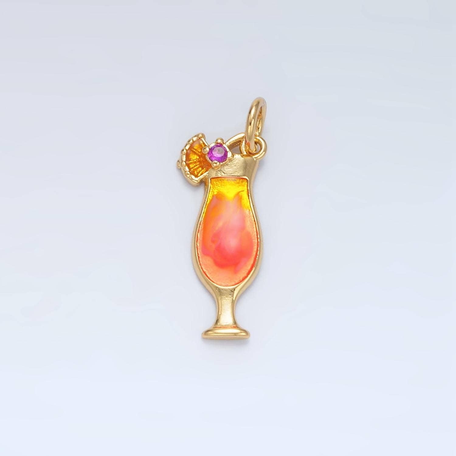 24k gold filled pina coloada pendant gold dainty cocktail glass charms enamel pendant bracelet necklace for diy jewelry making supply e202