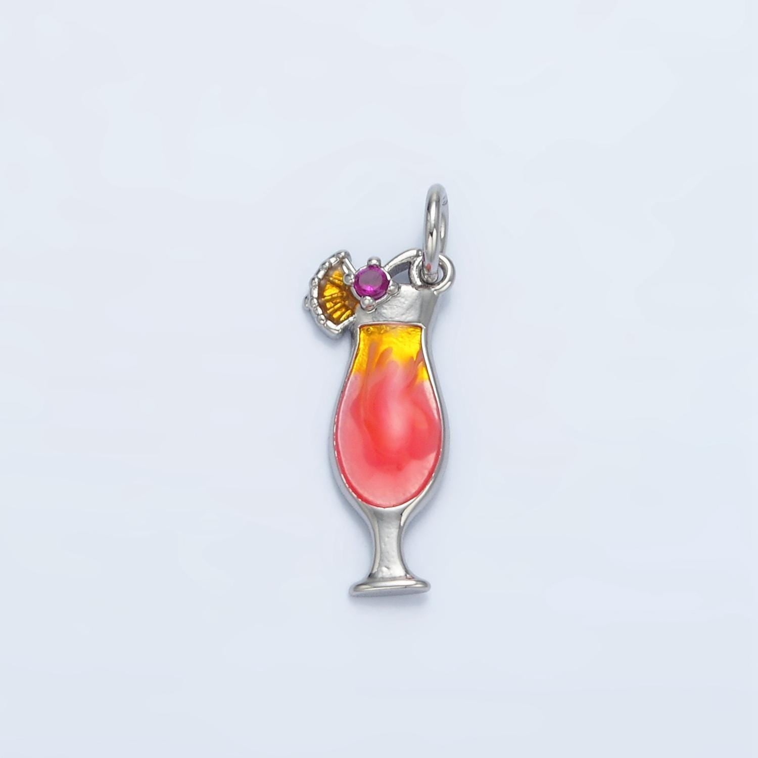 24k gold filled pina coloada pendant gold dainty cocktail glass charms enamel pendant bracelet necklace for diy jewelry making supply e202