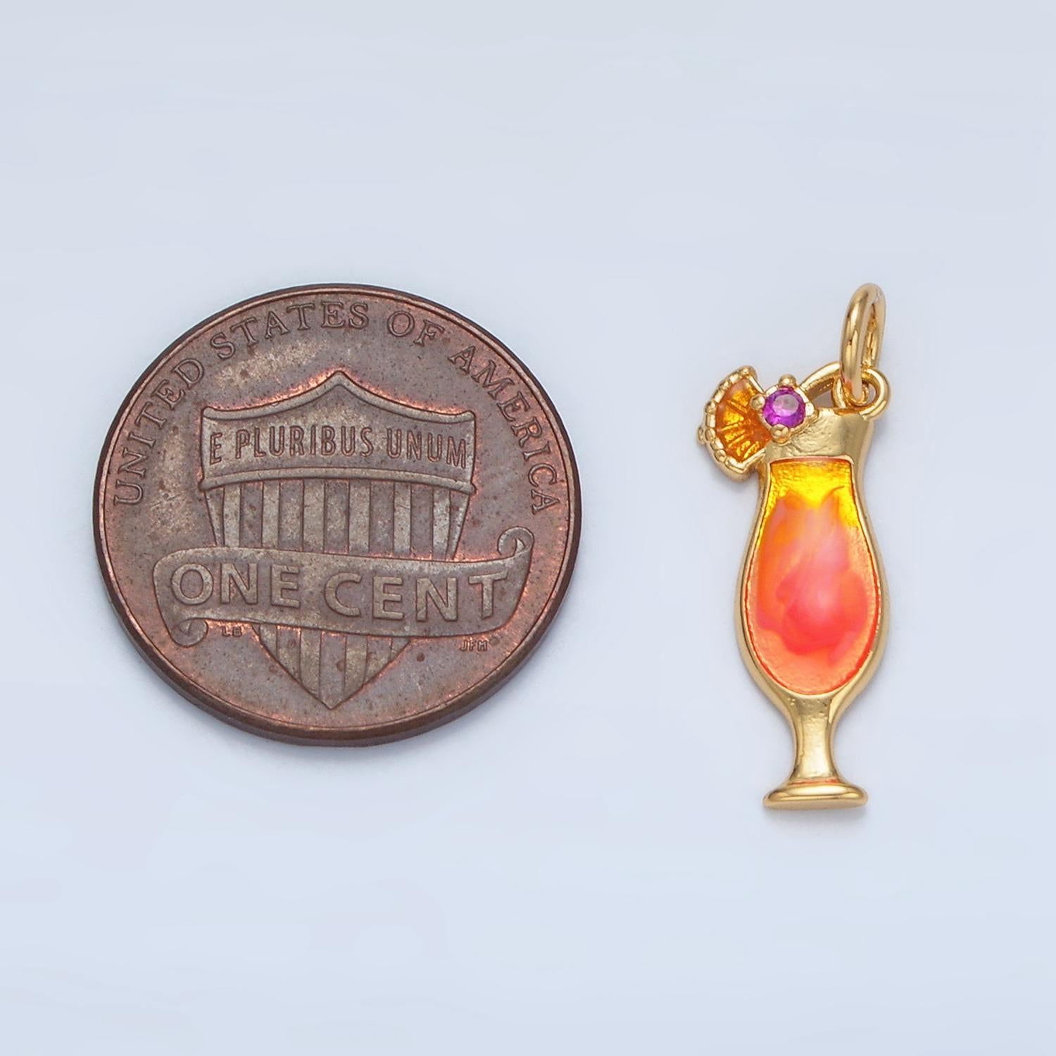 24k gold filled pina coloada pendant gold dainty cocktail glass charms enamel pendant bracelet necklace for diy jewelry making supply e202