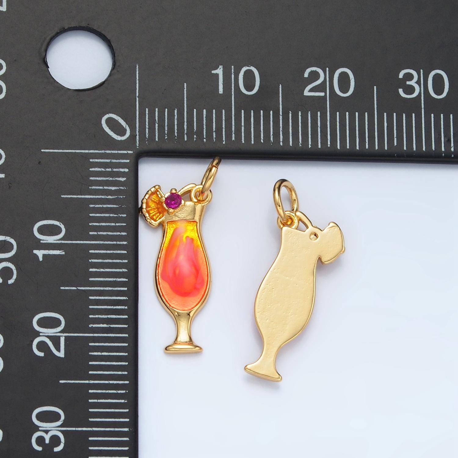 24k gold filled pina coloada pendant gold dainty cocktail glass charms enamel pendant bracelet necklace for diy jewelry making supply e202